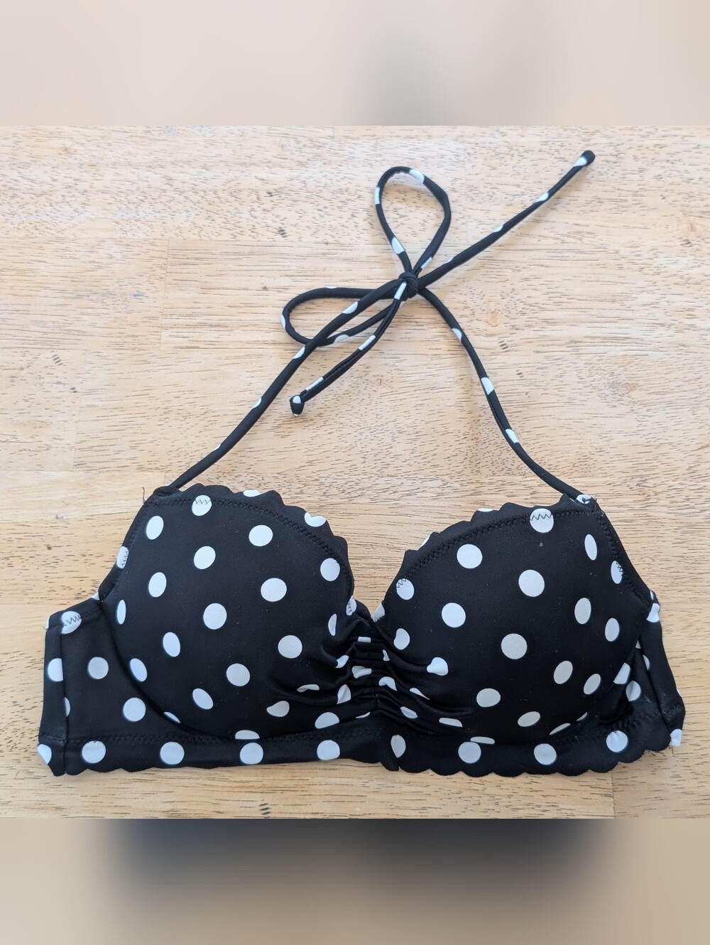 Victoria's Secret Black and White Polka Dot Bikini Top 32B